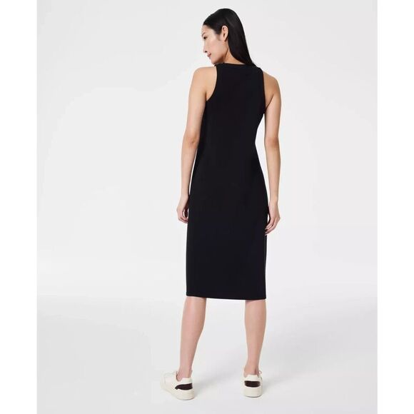 NEW SPANX AirEssentials stripe-detail round-neck dress in black size Small - Picture 2 of 6